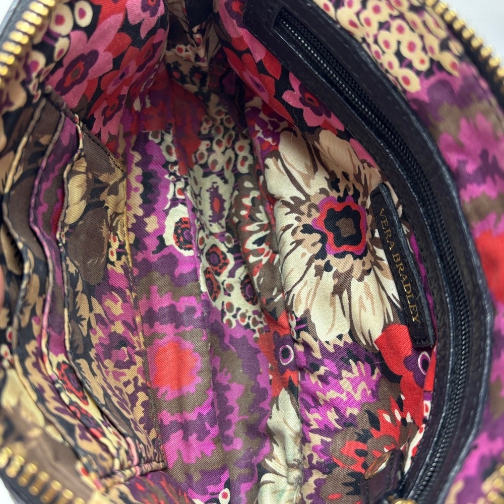 Vera Bradley Sycamore Leather Sydney Crossbody Quilted Bag Womens Black Gold‎ - Picture 7 of 11